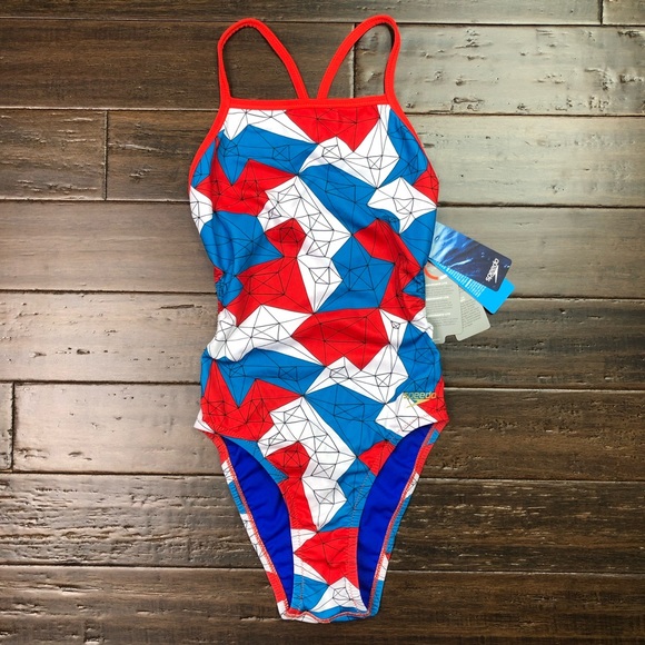 Gem Geo Printed One Back One Piece Swimsuit New - Picture 4 of 8